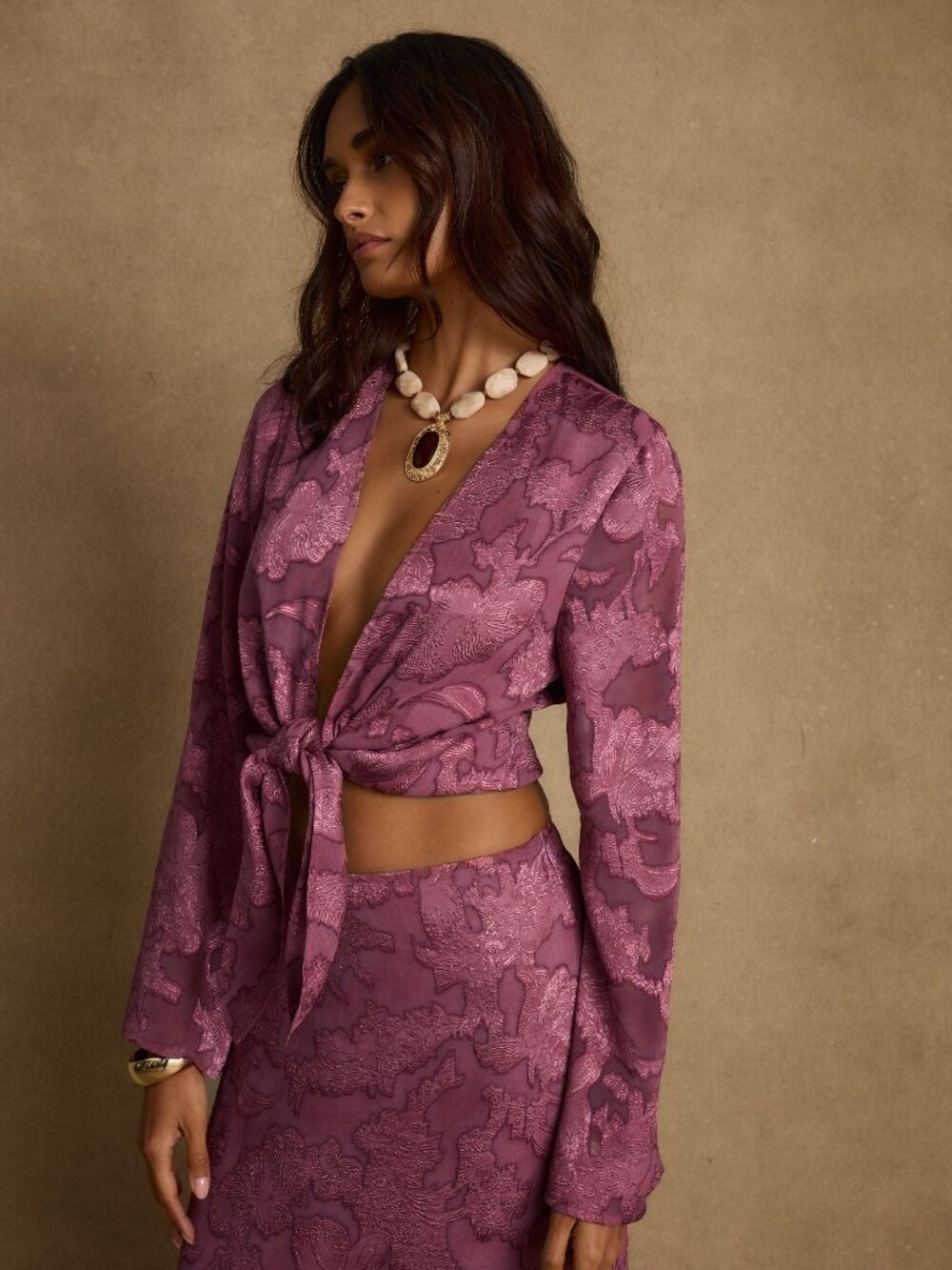 12th Tribe Waverly Mulberry Blouse Size MM